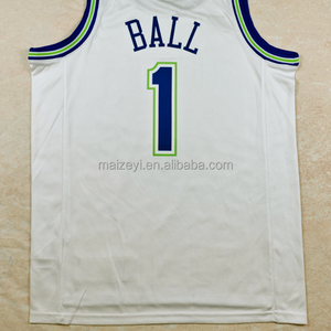 <span class=keywords><strong>Maillot</strong></span> de basket-ball <span class=keywords><strong>LaMelo</strong></span> Ball Minnesota blanc de qualité supérieure, prêt à être expédié - Product Image 2