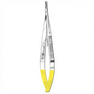 Porte-aiguille Castroviejo TC avec manche jaune, certifié CE Classe I, instrument manuel pour opération chirurgicale - Product Image 3