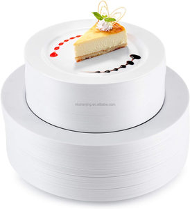 50 <span class=keywords><strong>assiettes</strong></span> à dîner élégantes, rigides et blanches, et 50 <span class=keywords><strong>assiettes</strong></span> à dessert sans BPA, ensemble d'<span class=keywords><strong>assiettes</strong></span> en plastique pour mariage, fête, restaurant - Product Image 1