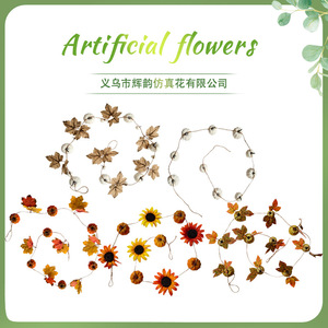 Guirlande décorative Huiyun pour la fête des récoltes, avec feuilles d'érable, citrouilles et tournesols, pour l'automne et les fêtes à la maison - Product Image 1