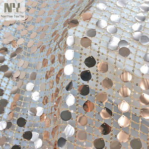 نسيج نانى 3 + 18 قماش دانتيل مطرز بالترتر مطرز قابل للذوبان في الماء متدلي من الذهب الوردي - Product Image 4