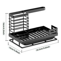 Support à éponge en métal avec plateau d'égouttage amovible, antirouille, pour évier de cuisine