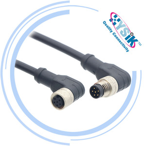 Kabel Distribusi Bersudut M8 6 Pin Jantan untuk Otomatisasi Pabrik, Kode A, Perakitan Koneksi IP67 - Product Image 4