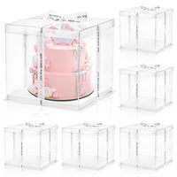 Boîtes à gâteaux en plastique transparent personnalisées en gros, boîtes transparentes en PET PVC pour mariages, anniversaires, fêtes, emballages cadeaux de qualité alimentaire