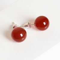 2024 bijoux de mode 6mm 8mm 10mm boucles d'oreilles en pierres précieuses colorées perle ronde boucles d'oreilles en pierre naturelle bijoux pour femmes