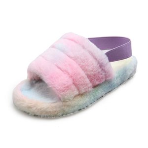 Nouveau modèle Premium Vente en gros Pantoufles pelucheuses à bout ouvert personnalisées Pantoufles de maison en fausse fourrure pelucheuse et fourrure au meilleur prix - Product Image 1