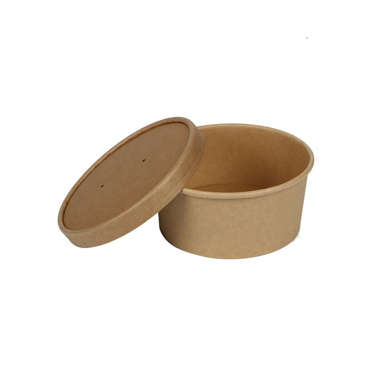 wholesale Disposable custom logo printed fast food take away kraft paper salad bowl with lidsPopular