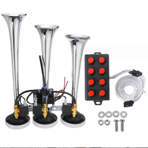 Three Tube Air Horn 8 Tone 6 Tone ST-1012 For Vehicle Truck Aluminum <b>Electric</b> Horn With Control Panel And Wiring <b>Kit</b> - Product Image 1