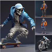 Nouveau Cool Squelette Décor Résine Moto Halloween Ornements Terreur Props Halloween Collection Cadeau