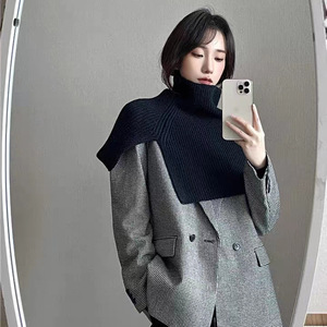 <b>Women</b> Solid Color Knitted Square Shawl Winter Warm Poncho <b>Cape</b> <b>Coat</b> for Daily Wear - Product Image 2