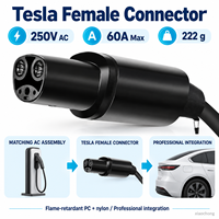 Komponen Soket Pengisian Daya EV 250V AC 60A Tahan Api PC Nylon untuk Perakitan Konektor Tesla Female