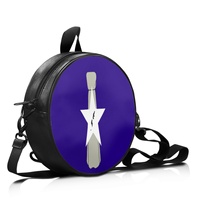 Sac à main rond en PU imprimé sur mesure avec motif Saipan, sac à bandoulière durable pour les sorties en plein air, les vacances et les cadeaux