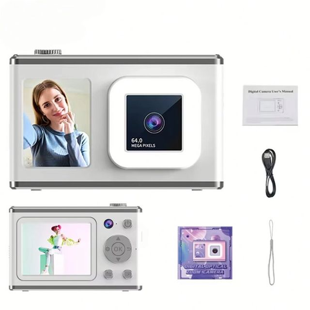 CCD Kids' Digital Camera New Design Double Lens 2.4'' TFT Color Display Video & Still Image Capture Dual Display for Students