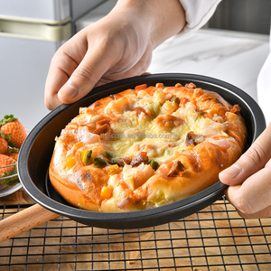 <span class=keywords><strong>7</strong></span>-Zoll-schwarze Antihaft-Pizza-Tablett verdickte hohe Scheibe zum Backen und Kuchen Haushalts backwerk zeug - Product Image 5