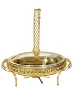 Chauffe-Plat Buffet Portable de Luxe 2.0L à Alcool Solide, en Acier Inoxydable, pour Stockage, Design Doré