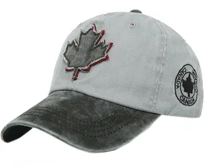 หมวกแก๊ปผ้าฝ้ายปรับได้ใช้ได้ทั้งชายและหญิง, หมวกแฟชั่นสำหรับคุณพ่อหมวกแก๊ปเบสบอลกีฬาลำลองหมวกเมเปิ้ลชาวแคนาดาสำหรับเดินทาง