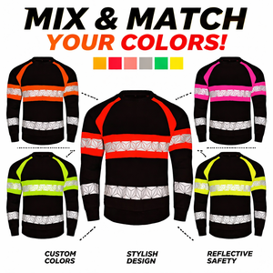 Sweat-shirt <span class=keywords><strong>de</strong></span> sécurité réfléchissant haute visibilité pour homme, col rond, manches longues, couleurs contrastées, vêtements <span class=keywords><strong>de</strong></span> <span class=keywords><strong>travail</strong></span> haute visibilité, <span class=keywords><strong>pull</strong></span> en coton - Product Image 3