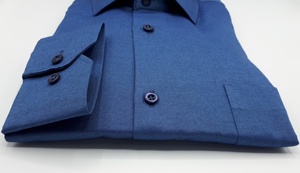 Vente en gros Chemise habillée en chambray pour homme avec col classique Tissu sergé teint en fil respirant Slim Fit pour le printemps - Product Image 5