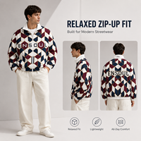 Blouson bomber coupe-vent léger à imprimé géométrique intégral personnalisé, vêtement d'extérieur, fabricant de streetwear à marque privée