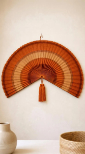 Handmade Large Bamboo <b>Wall</b> <b>Fan</b> <b>Decor</b> Terracotta Boho Art Natural Home Decoration Vietnam Factory - Product Image 1