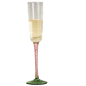 Ebay Лидер продаж, флейта для шампанского в театре с плетеной оплеткой на стеблях, розовая/Дымчатая