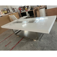 Chaises se pliantes mobiles de table de conférence de bureau de pierre extérieure solide blanche avec la base d'acier inoxydable