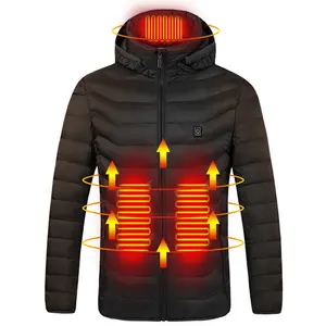 Oem Winter Mannen Warme Jas Outdoor Jas Oplaadbare Hooded Verwarmde Jas Elektrische Verwarming Jas