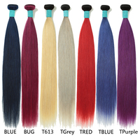 TB/gris rouge BUG bleu violet faisceaux droits faisceaux de cheveux humains extension de tissage de cheveux chinois deux tons Ombre noir à gris