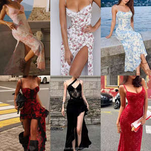 时尚长露背女装夏季透气编织印花自然休闲连衣裙批量购买Sshein服装库存 - Product Image 1