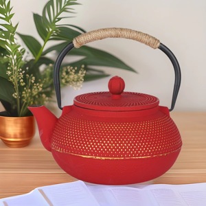 Чугунный чайник ручной работы с веревочной ручкой | Винтажный текстурированный в японском стиле для заваривания чая - Product Image 5