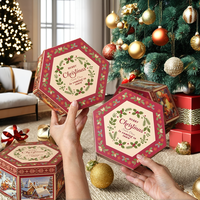 Boîte Cadeau Hexagonale Blanche pour Biscuits de Noël avec Laminage Brillant/Mat, Design Portable Haut de Gamme, Vente en Gros