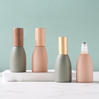 Bestseller Huile Essentielle 12ml Flacon Roll-on Personnalisé Rose Vert Transparent pour Parfum, Bouteilles en Verre avec Bouchon en Bois