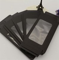 Cajas de papel negro impresas con logotipo personalizado Embalaje con ventana transparente Caja de caja de teléfono celular al por menor Embalaje