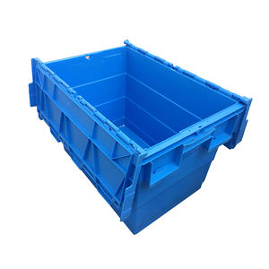 Stackable Plastic 60L Moving Stackable Logistics Reusable Tote With Locking Lid Plastic Storage Box