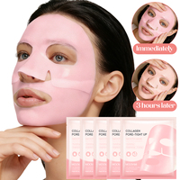 Masque hydratant au collagène rose pour resserrer les pores, hydrate en profondeur, améliore la stabilité de la peau, masque en feuille