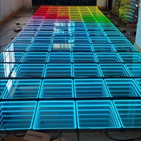 Portable 3D Infinity Led Miroir Lumière Carreaux Magnétiques Sans Fil Panneau En Verre Trempé Led Piste De Danse Pour La Fête De Mariage DJ Scène