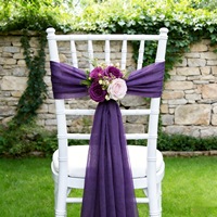 Décoration de mariage : Housse de dossier de chaise, ruban, nœud élégant en tulle, décoration florale en maille transparente pour dossier de chaise