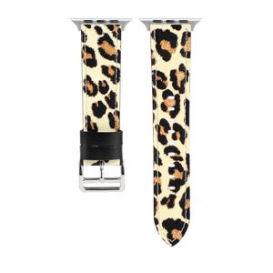 Correa de reloj de cuero de lujo con estampado de leopardo para <span class=keywords><strong>Watch</strong></span> Series 6 5 4 <span class=keywords><strong>3</strong></span> con hebilla plateada - Product Image 3