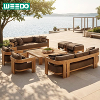 Ensemble de canapés d'extérieur de luxe en teck, ensemble de canapés de jardin imperméables, ensemble de salon modulaire moderne, ensemble de canapés en teck, ensemble de meubles d'extérieur