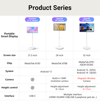 Téléviseur intelligent LED noir et blanc 21,5/24/32 pouces, 128 Go, écran intelligent, batterie intégrée, Android, téléviseur portable, écran tactile In-cell, pour la salle de sport et les jeux