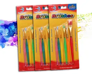 Crianças Paint Brush 6pcs Set Nylon Brush para tinta acrílica Guache Detalhe Bolo DIY Crianças Iniciantes Artis Paint brush