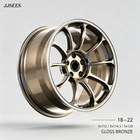JJSEES Jantes en alliage d'aluminium forgé, finition bronze brillant, jantes forgées de 18 à 22 pouces, PCD 5x112 5x114.3 5x120, compatibles avec BMW Audi Mercedes