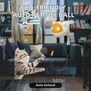 Mainan hewan peliharaan plastik interaktif ramah lingkungan kartun Modern mewah bola mainan kucing anjing teleskopik otomatis desain seperti hidup TPR kecil - Product Image 2