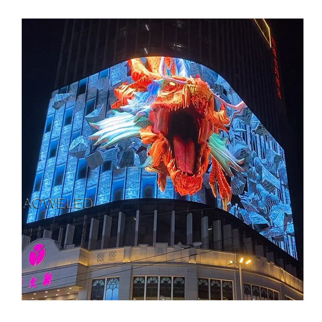 AOWE Outdoor Giant Corner 90degree Led Video Wall Naked-Eye 3D LED Display Outdoor 3D Digital Led Advertising Billboard