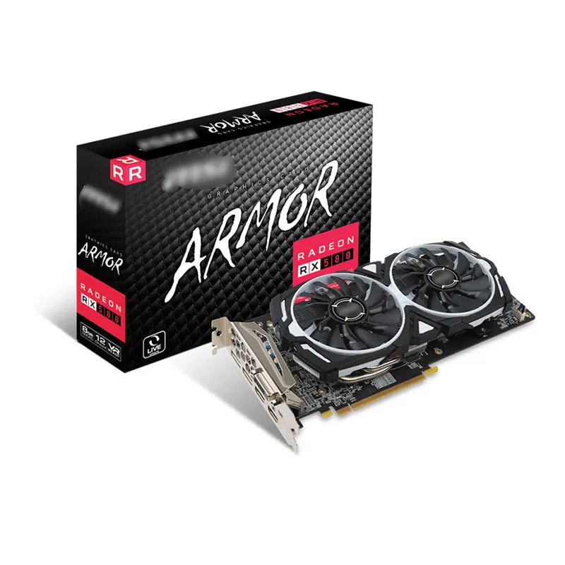 VGA RX580 משופץ רדיון RX 580 8GB GDDR5 GPU RX 580 משומש כרטיס גרפי למשחקי וידאו 580