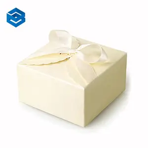 사용자 정의 인쇄 작은 흰색 고급 파티 초대장 호의 달콤한 포장 결혼 선물 초콜릿 상자 사탕 상자 리본