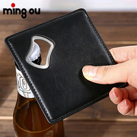 Sous-verre double fonction pour bureau d'entreprise, bar, sous-verre en cuir personnalisé de qualité supérieure avec logo personnalisé, ouvre-bouteille