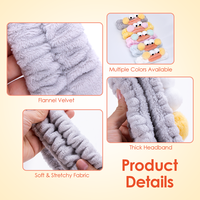 Bandeau élastique en peluche personnalisé avec logo, motif dessin animé mignon et amusant, pour le lavage du visage, le spa, le masque facial et le maquillage, avec bouche en forme de saucisse, pour femme