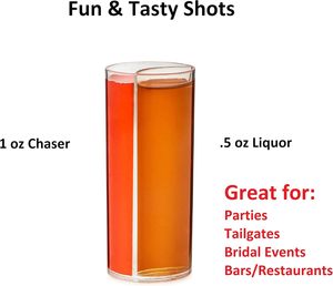 Vasos de chupito acrílicos transparentes tipo tubo de ensayo con divisiones, de plástico de grado alimenticio, 1oz 0.5oz, para Jager Bomb y chasers, reutilizables para fiestas - Product Image 2