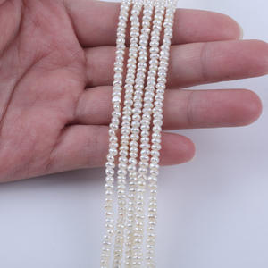 Collier de perles d'eau douce rondes plates en gros, 3-3,5 mm, semi-finies, matériel de fabrication de bijoux faits à la main avec des perles en vrac - Product Image 4